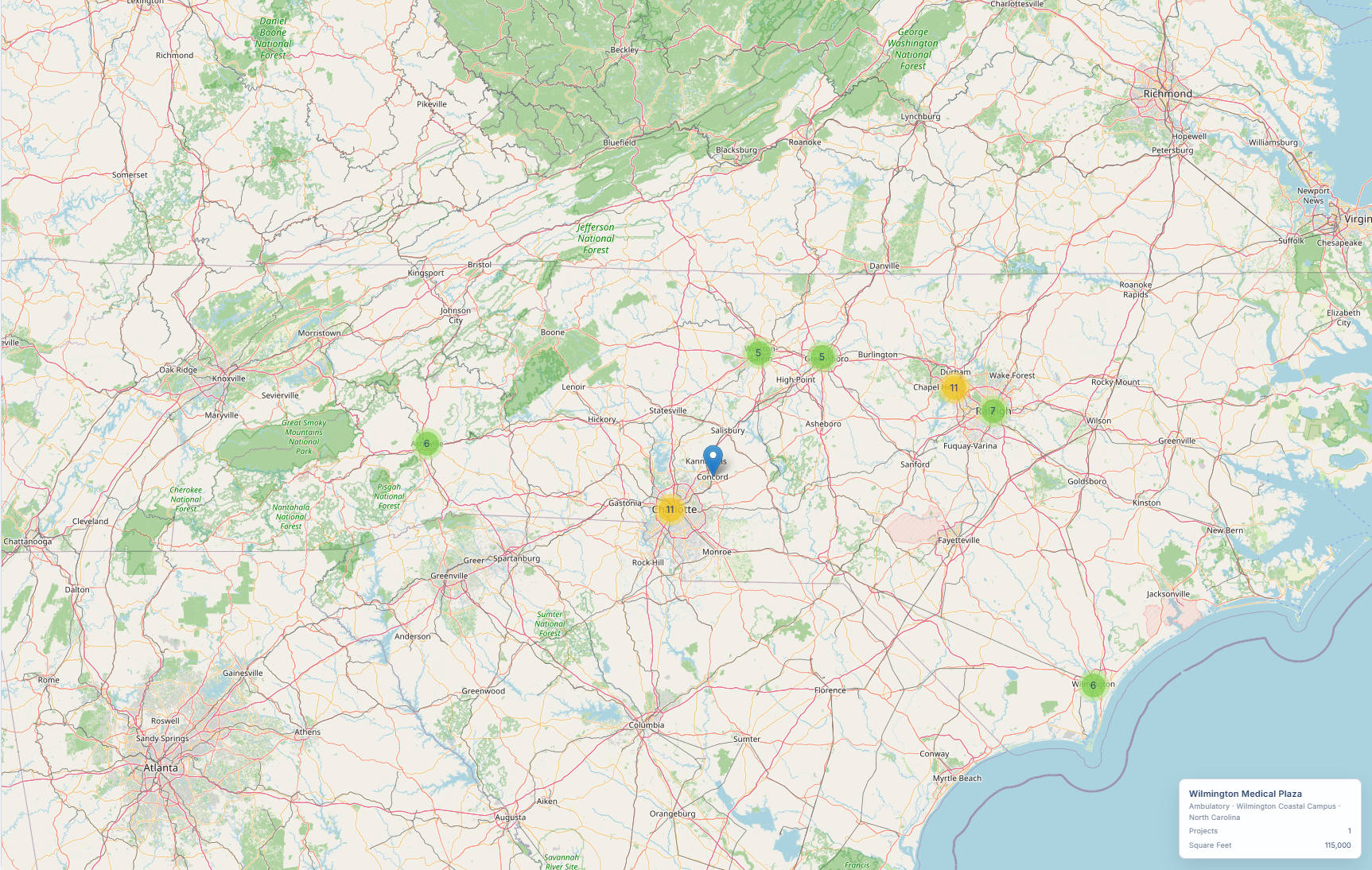 Orion V3.0 — Map Your Portfolio (clustered site pins, with building detail)